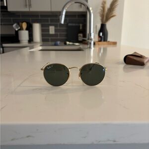 Ray-Ban Classic Gold Frame Sunglasses with Dark Green Lenses